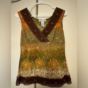 Embroidered detail boho summer top
